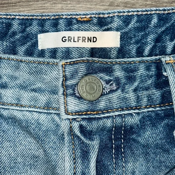 GRLFRND Helena High Rise Shorts Size 29 Breakout Cut Out Hip Blue Distressed 90s